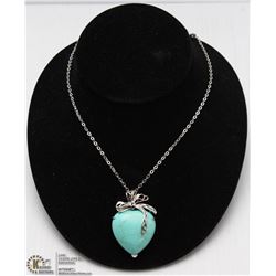 TURQUOISE HEART PENDANT W/ 18" CHAIN