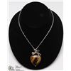 Image 1 : TIGERS EYE HEART PENDANT W/ 18" CHAIN
