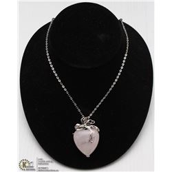 ROSE QUARTZ HEART PENDANT W/ 18" CHAIN
