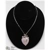 Image 1 : ROSE QUARTZ HEART PENDANT W/ 18" CHAIN