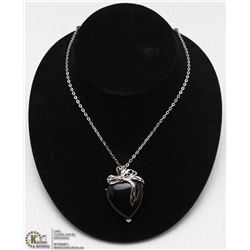 BLACK AGATE HEART PENDANT W/ 18" CHAIN