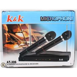 NEW K&K AT-306 WIRELESS MICROPHONE & RECEIVER