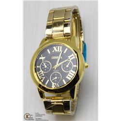 NEW GENEVA GOLD TONE QUARTZ WATCH