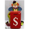 Image 1 : WOODEN CLOWN COIN BANK