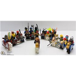 COLLECTION OF 27 MINI LEGO FIGURES WITH WEAPONS AN