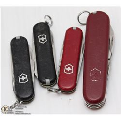 LOT OF 4 SWISS ARMY POCKET KNIVES