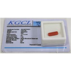 133) NATURAL CORAL 2.50CT WITH COA