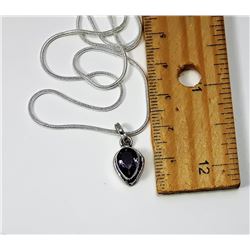 TEAR DROP AMETHYST PENDANT ON 22" CHAIN