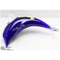 LARGE BLUE ART GLASS DOLPHIN