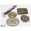 Image 1 : LOT OF 4 COLLECTOR BELT BUCKLES & RAILROAD SPIKE O