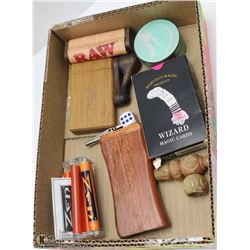 BOX W/GRINDER, WIZARD MAGIC CARDS,