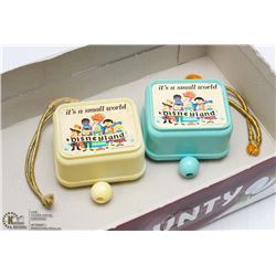 SET OF 2 RARE VINTAGE DISNEYLAND ITS A SMALL WORLD