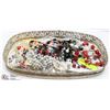 Image 1 : MIRRORED TRAY FILLED WITH COSTUME JEWELRY