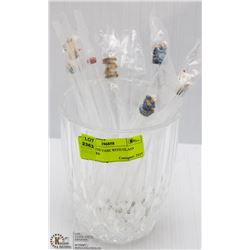WIDEMOUTH VASE WITH GLASS STIR STICKS