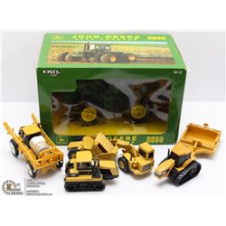 FLAT OF 6 DIECAST CAT & JOHN DEER TRACTORS