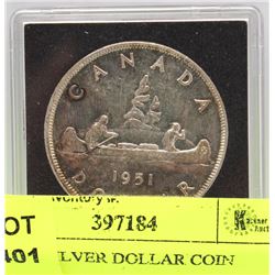 #23)1951 SILVER DOLLAR COIN