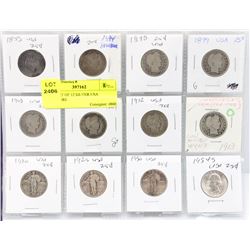 #2)SHEET OF 12 SILVER USA QUARTERS