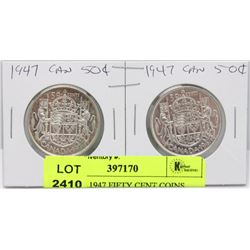 #10) TWO 1947 FIFTY CENT COINS