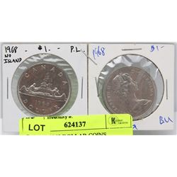 PAIR OF 1968 DOLLAR COINS
