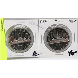 1981 & 1982 PROOF DOLLAR COINS