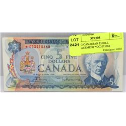 #42)1972 CANADIAN $5 BILL REPLACEMENT *CC3215668
