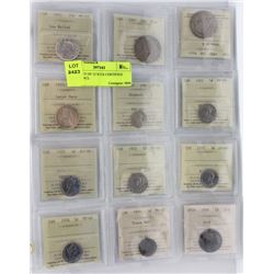 #1) SHEET OF 12 ICCS CERTIFIED COINS INCL