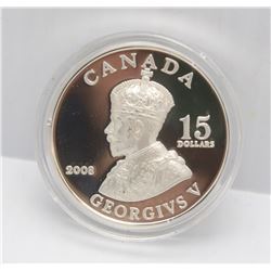 #12) 2008 GEORGE V $15 SILVER COIN