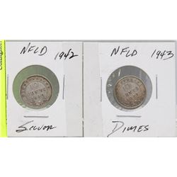 1942 & 1943 RARE SET OF 2 NEWFOUNDLAND