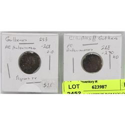 STRIP W/ 2 ANCIENT ROMAN COINS -