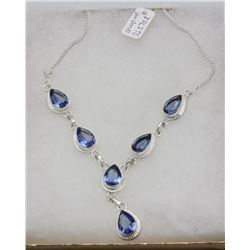#113 IOLITE GEMSTONE .925 STERLING SILVER NECKLACE