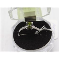 #95 PERIDOT & CZ .925 STERLING SILVER RING