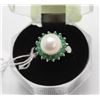 Image 1 : # 108 AKOYA PEARL & EMERALD .925 STERLING SILVER