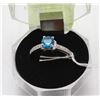 Image 1 : #98 BLUE TOPAZ & CZ RING .925 STERLING SILVER RING