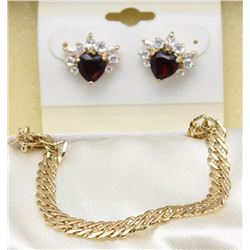 GOLD PLATED /CZ EARRINGS & 22" CHAIN SET