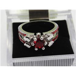 SILVER PLATED SYNTHETIC SAPPHIRE & CUBIC