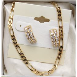 GOLD PLATED EARRINGS & GOLD CHAIN SET 20"