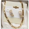Image 1 : GOLD PLATED EARRINGS & GOLD CHAIN SET 20"