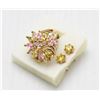 Image 1 : PINK YELLOW FLOWER RING SIZE 8.5, AND YELLOW STUD