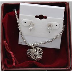 SILVER COLOR 20" CHAIN WITH HEART PENDANT &