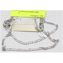 SILVER PLATED 20" CHAIN AND HOOP SET