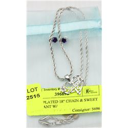 SILVER PLATED 18" CHAIN & SWEET 16 PENDANT W/