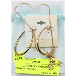 GOLD PLATED 20" CHAIN AND PENDANT W/GOLD