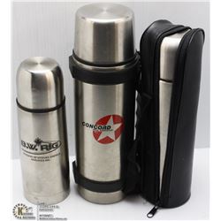 BOX W/SET OF 3 NEW STEEL THERMOSES
