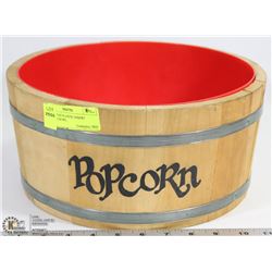 WOOD WITH PLASTIC INSERT POPCORN BOWL