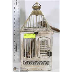 WOOD AND METAL DECORATIVE BIRD CAGE