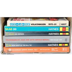LOT OF 6 SERVICE MANUALS VOLKSWAGEN, VOLVO, SAAB