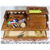 Image 1 : VINTAGE MEN'S VALET ROLL TOP JEWELRY BOX W/CONTENTS