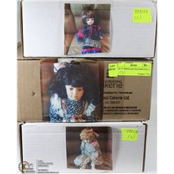 (3) 17" PORCELAIN FEATURED DOLLS