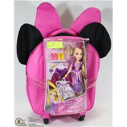 NEW ROLLING TOTE & DISNEY PRINCESS DOLL