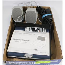 CENTRIOS MINI DVD PLAYER W/MANUAL, WORKS